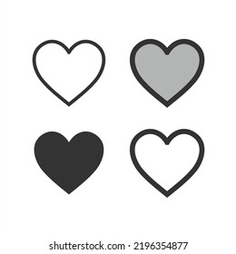 Set of heart vector in monochrome collection. Love symbol icon set.
