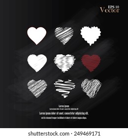 set of heart vector on chalkboard,heart vector illustration  