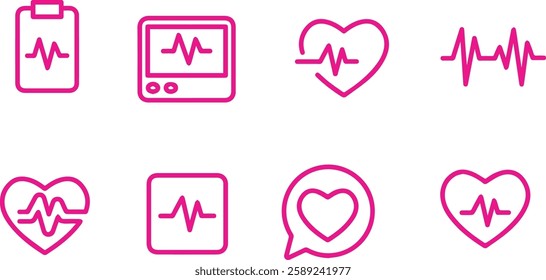 set of heartbeat icon vector illustration