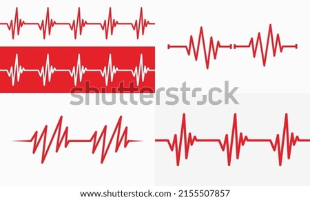 Set of Heartbeat line illustration, Pulse trace, ECG or EKG Cardio graph symbol for Healthy and Medical Analysis vector illustration