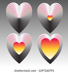 Set of hearts, 3d graphic design, vector