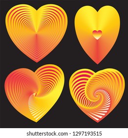 Set of hearts, 3d graphic design, vector.