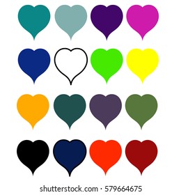Set hearts of all  colors of rainbow