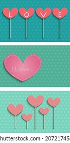 Set of hearts card design. Can be used for Valentines postcard, wedding invitation, scrapbooking.