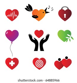 Set of hearts - characters. Vector.