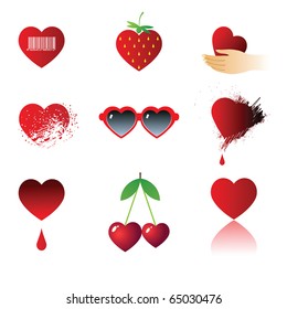 Set of hearts - characters. Vector.