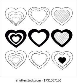 Set of Hearts, clipart with vector illustration