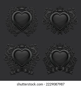 Set of hearts. Coat of arms. Vector illustration.
