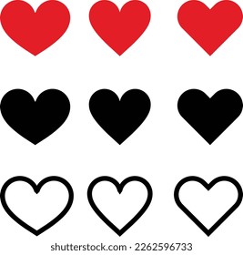 Set of hearts . Collection of heart illustrations, Love symbol icon set, love symbol vector.