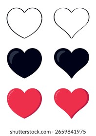 Set Hearts-Kollektion mit weißem Hintergrund
