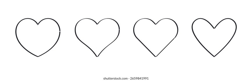 Set Corazones colección con fondo blanco