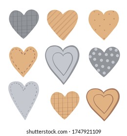 Set of hearts with different design