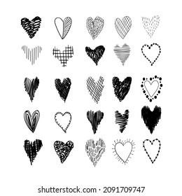 Set of hearts in different forms. Valentine's day clip art traditional vector elements. 