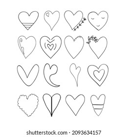 Set of hearts in different forms. Valentine's day clip art traditional vector elements. 