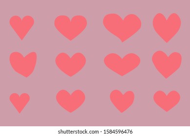 Set of hearts different shape. isolated, vector llustration.