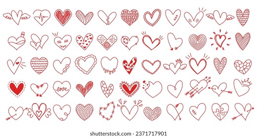 Set of hearts of different shapes