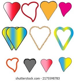 set with hearts of different shapes. Vector illustration. stock image. 