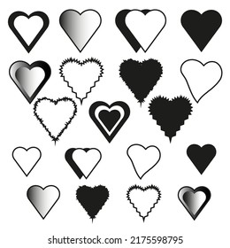 Set Hearts Different Shapes Vector Illustration Stock Vector (Royalty ...