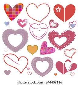 set of hearts in different style