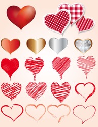 Set Of Hearts In Different Styles