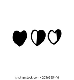Set of hearts in the doodle style. Hearts can be used as stickers for glider, wrapping paper design, seasonal design for Valentine's day