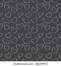 Set of hearts drawn in chalk. Seamless.