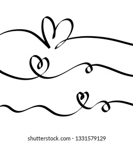 Set of hearts drawn with line and isolated on background. Can be used for greeting cards, posters, or other elements. Vector Illustration EPS