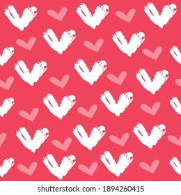 Herzenslust. Gestreiftes Design. Valentinstag Konzept. Vektorgrafik - nahtloses Muster auf rotem Hintergrund