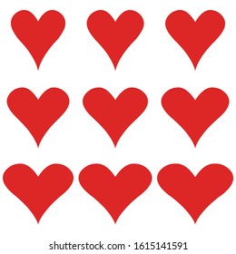 set hearts of elegant shape, vector heart symbol of love on Valentines day, valentine gift on Valentines day