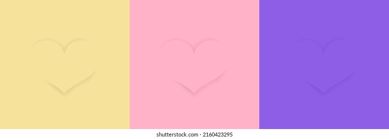 conjunto de corazones con sombra en relieve, colección de fondo geométrico, elementos de diseño, vector