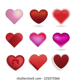 Set of hearts, eps10 vector