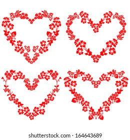 Set of Hearts of Flowers with a place for Your text, Vector illustration. 
