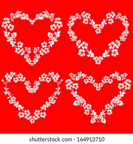 Set of Hearts of Flowers with a place for Your text, Vector illustration. 