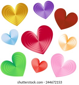 Set the hearts of the gradient strokes vector