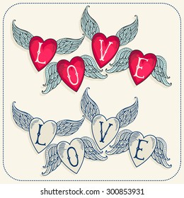 Set with hearts. Happy Valentine's Day! Love.