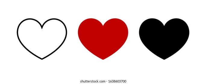 Set of hearts. Heart icons. Sign of love. Vector illustration.