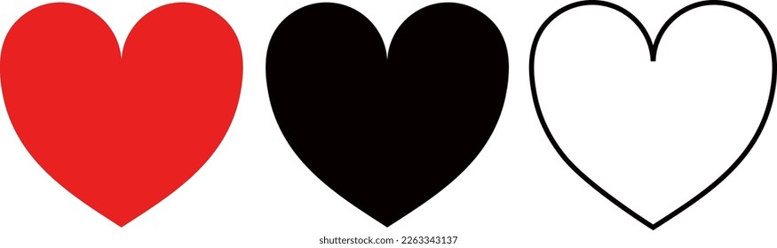 Set of hearts. Heart icons. Sign of love. Vector illustration.