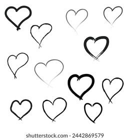 Set of hearts heart vector hand made 