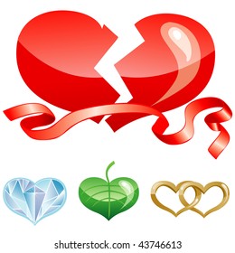 Set of hearts icon by day of ST. Valentine