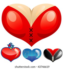 Set of hearts icon by day of ST. Valentine