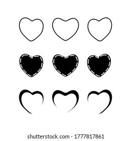 Set of Hearts icon, Concept of love, Linear icons, Symbol of Love Icon flat style modern design Isolated on white background. Vector illustration.