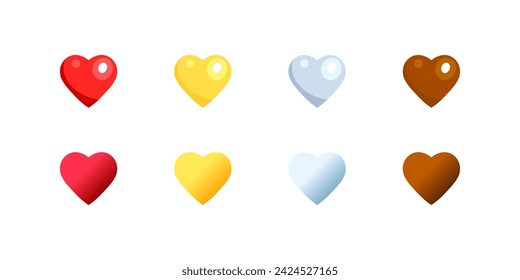 Set of hearts icon. Flat style. Vector icons