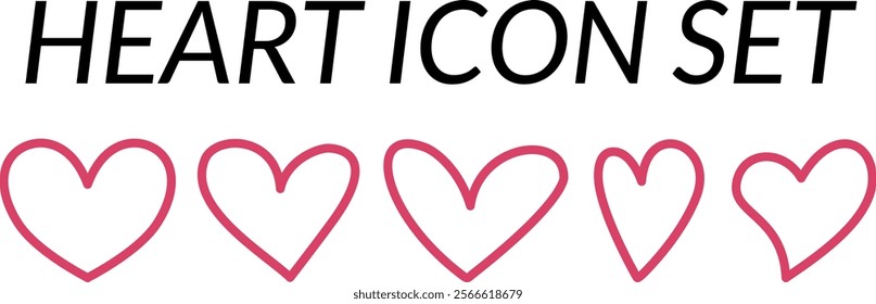 Set of hearts icon, Heart icon collection,outline style, Heart icon