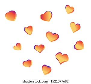 set of hearts icon for social networks. flat design isolated on white adapted for web sites and mobile applications. vector image
