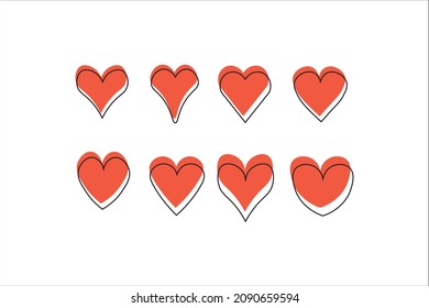 conjunto de ilustraciones vectoriales de iconos de corazones