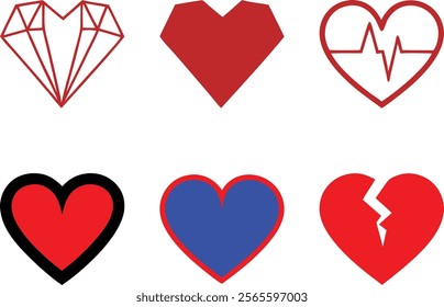 Set of hearts icon vector illustration. Best use for valentines day design.