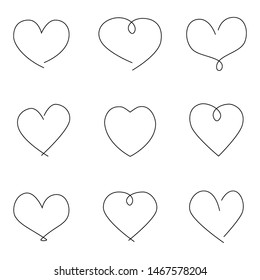 Set of hearts icons different shapes. Stock vector illustration. EPS10