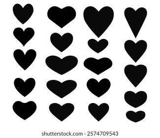 Set of hearts icons in different shape.Valentines day icon collection