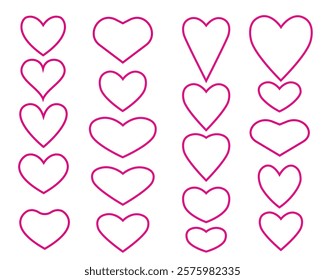 Set of hearts icons in different shape.Valentines day icon collection