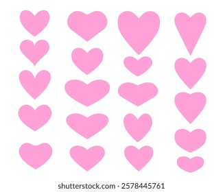 Set of hearts icons in different shape.Valentines day icon collection